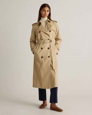 Quince Women's Comfort Stretch Long Trench Coat Light Khaki size L NEW w/ tags